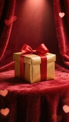 Gift box background with hearts, love, Valentine's Day