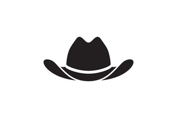Cowboy hat silhouette isolated on white background, western style headwear symbol