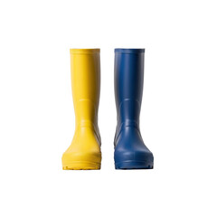 Yellow and blue rubber boots