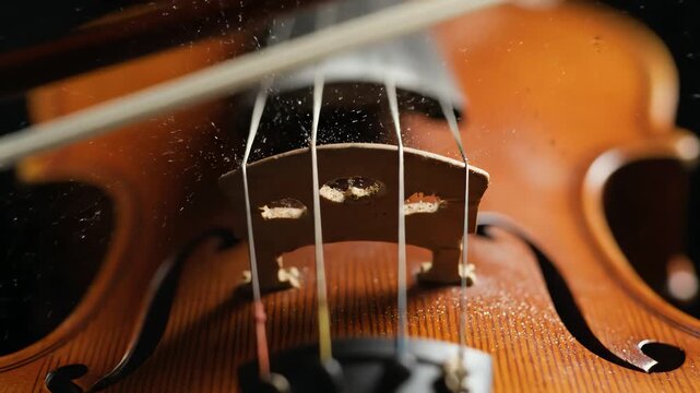 Violin Strings Closeup Shot.