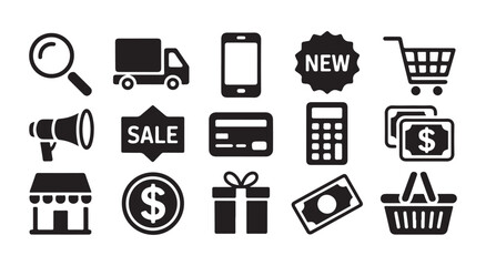 Set of e-commerce line icons, shopping signs such as shopping cart, delivery truck, mobile © MSTALIMA