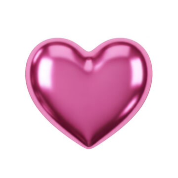 Shiny pink heart symbolizing love and affection isolated on white background