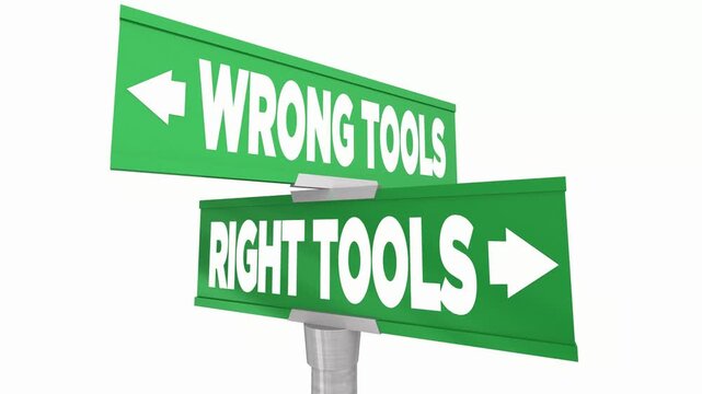Right Tools Vs Wrong Be Prepared Ready for the Job Correct Equipment Materials Signs 3d Animation