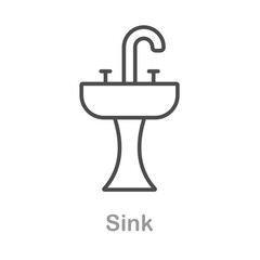 Obraz premium Sink icon in clean vector style, editorial stroke illustration isolated on white background.
