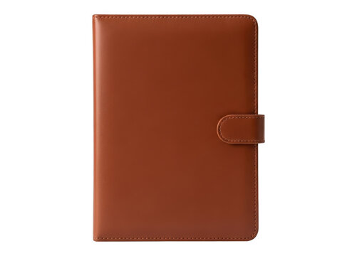 Brown leather notebook cover isolated on transparent background