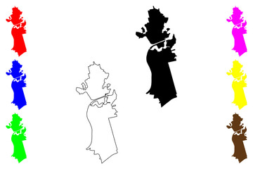 Dolgoprudny city (Russia, Russian Federation) map vector illustration, scribble sketch Dolgoprudny map