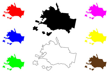 Dimitrovgrad city (Russia, Russian Federation) map vector illustration, scribble sketch Melekess map