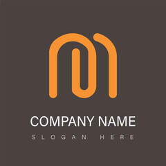 Fototapeta premium Modern Abstract Logo Design with Rounded Line Art; Orange Initial Icon for Creative Agency, Marketing Firm, Stationery Brand, Paper Clip Symbol, and Tech Startup Branding