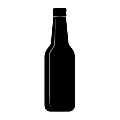 Beer Bottle Silhouette on White Background