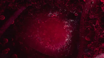 Fototapeten Bordeaux Swirling red hues and intricate textures emerge from the forest floor, showcasing natures beauty. The play of light and shadow adds depth and intrigue to this captivating scene.  © icetray