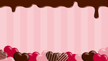 Fototapeta na wymiar 溶けた滴るチョコ ハート 立体的 バレンタイン Valentine's Day 　16:9