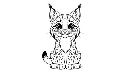 Obraz premium A cute cartoon bobcat sitting on a transparent background with big eyes and a playful expression