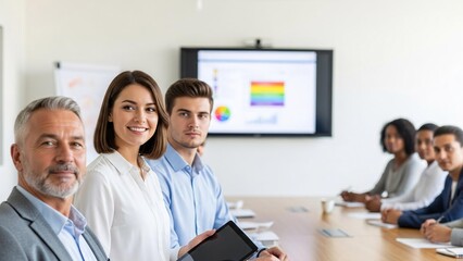 Fototapeta premium Diverse professionals collaborate efficiently, ensuring team success and inclusive growth in a modern meeting