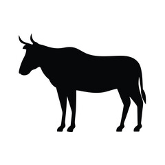 Obraz premium Silhouette of a majestic Wildebeest standing calmly on a white background
