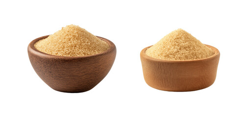 Two Different Wooden Bowls Filled with Brown Sugar