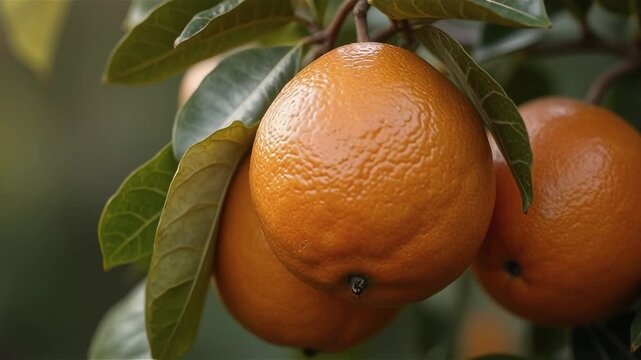 ripe grapefruit on a tree before harvest 
