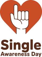 Fototapeta premium Single Awareness Day Hand Gesture Heart Symbol Vector Illustration