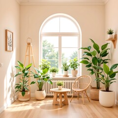 Modern Ecofriendly Home with Indoor Plants and Natural Light