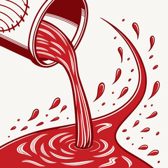 Red Paint Pouring and Splashing