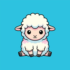 Obraz premium Adorable cartoon sheep with fluffy white wool and cute expression.