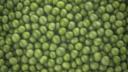 Fresh green peas filling the frame with vibrant color
