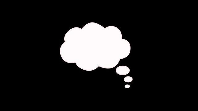 Animated think balloon cloud bubble pop up outline cartoon simple comic bold chat talk mind for text