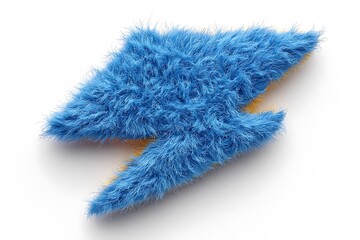 Blue fuzzy lightning bolts isolated on white background