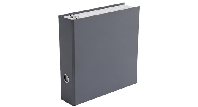 Grey ring binder on transparent background