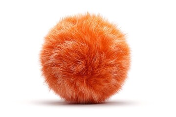 Bright orange fuzzy ball isolated on white background