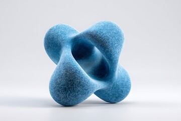 Abstract blue geometric sculpture isolated on white background