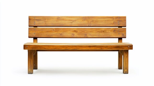 Rustic wooden bench on white background