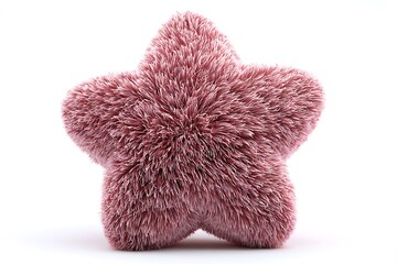 Soft pink star-shaped plush toy isolated on white background