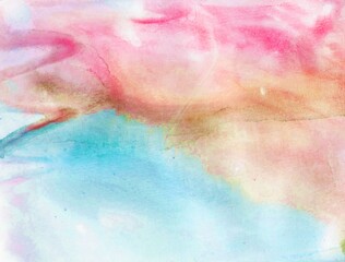 Fototapeta premium Abstract watercolor blue-ochre-pink background.