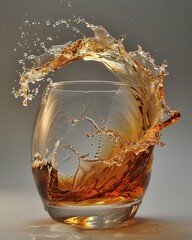 Elegant glass of white wine surrounded by gentle waves evoking serenity and tranquility