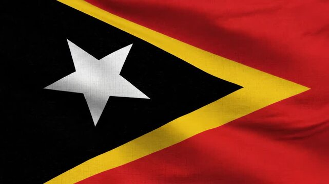 East Timor Flag Waving in the Wind, National Symbol of Timor leste