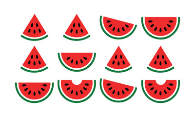 Flat design watermelon slices collection