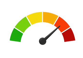 Semi circle gauge with green yellow orange red colors and... isolated on a transparent background