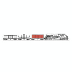 Train with Red Cargo Container