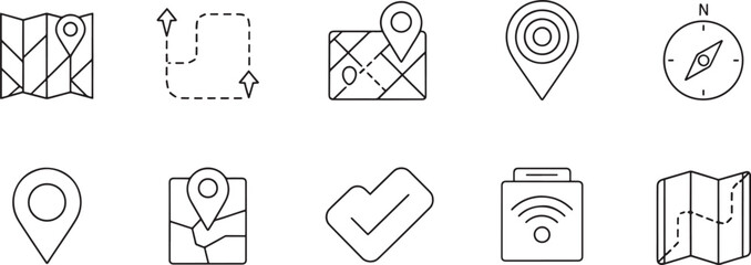 Navigation and location icons for travel and mapping tools © MR JOKER