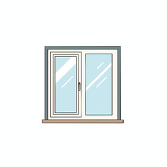 Obraz premium Illustration of a Double Door with Light Blue Glass Panels