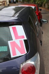 Fototapeta premium L plate for Learner driver and N plate for Novice driver on a car in Ireland.