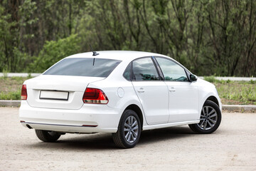 white car on the background of nature