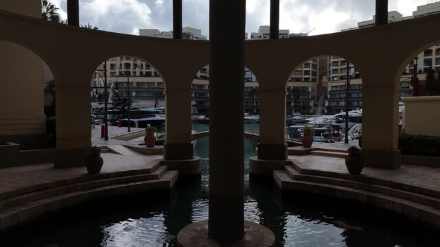 Aerial view of boats in Portomaso marina, St. Julian's, Valletta, Malta.