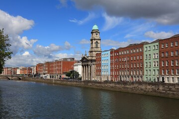 St. Paul's Church, Roman Catholic landmark in Dublin, Ireland. View of Northside of Dublin with River Liffey.