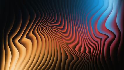 Abstract flowing lines in vibrant orange red and blue gradients
