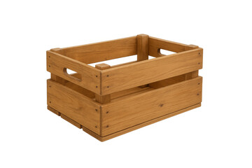 Empty wooden storage crate on transparent background