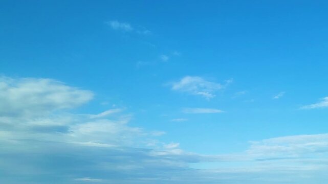 Cloudscape, Timelapse of Wide blue sky with soft clouds creating a bright open background