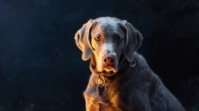 &bdquo;Der alte Jagdhund&ldquo; &ndash; Weimaraner am Feuer