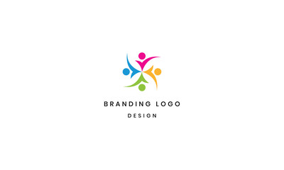 Obraz premium Colorful Abstract People Logo for Community and Teamwork
