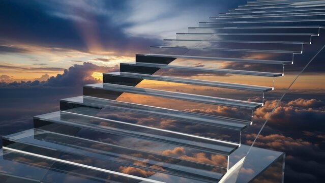 Glass stairs sky